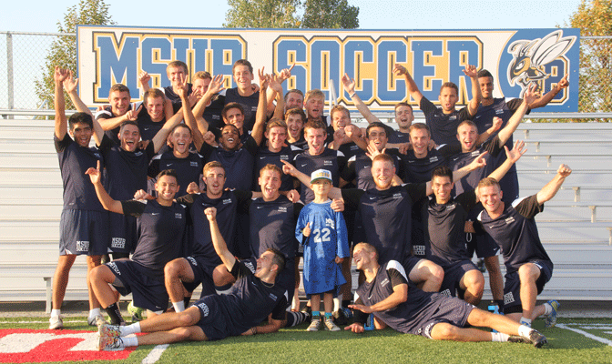 6-year-old Sebastien Easton is an honorary guest for the MSUB soccer team.